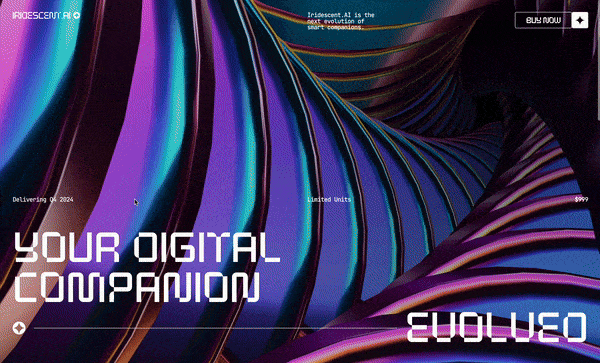 Iridescent AI- Spline + Webflow landing page (Free Cloneable)