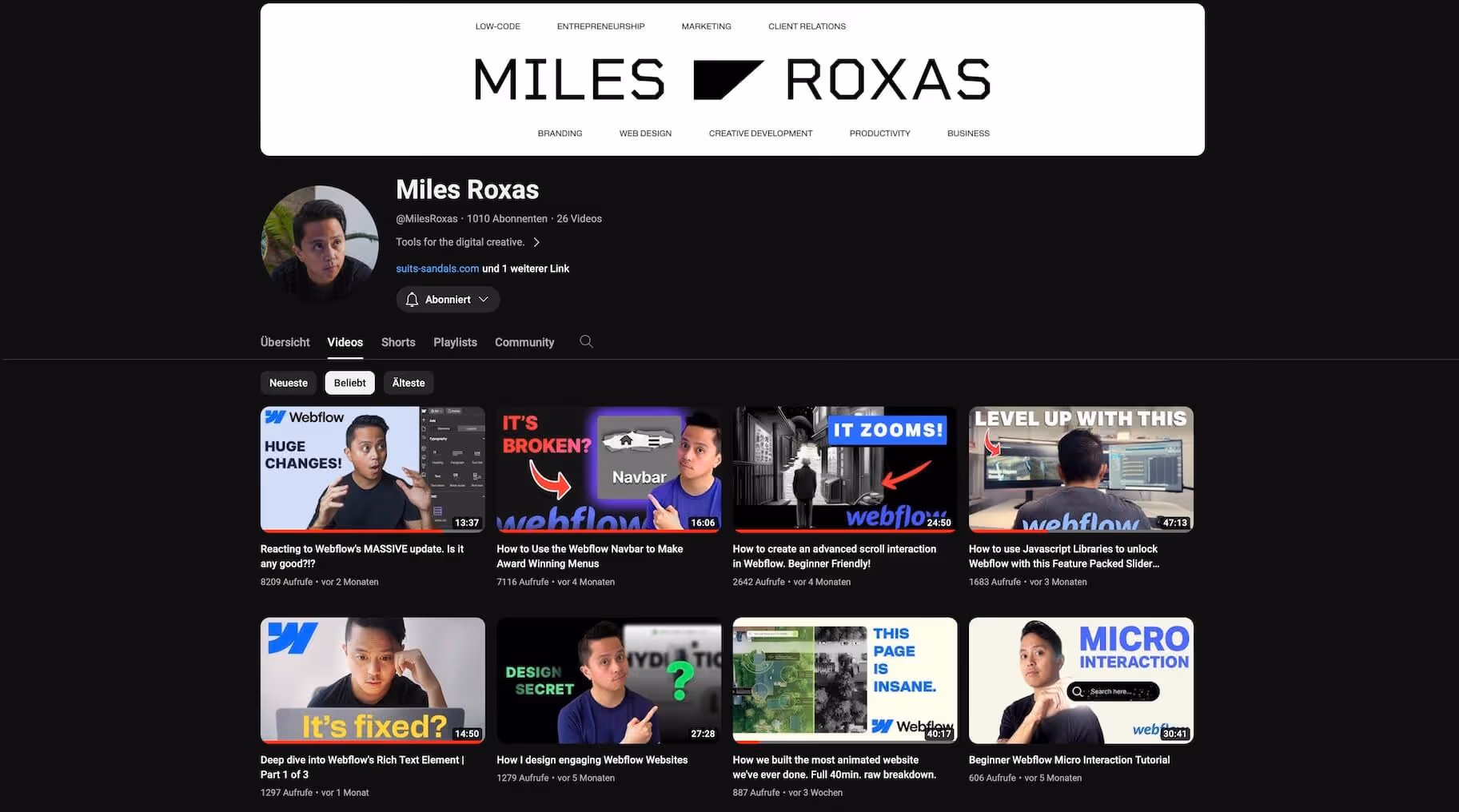 YouTube Screenshot von Miles Roxas