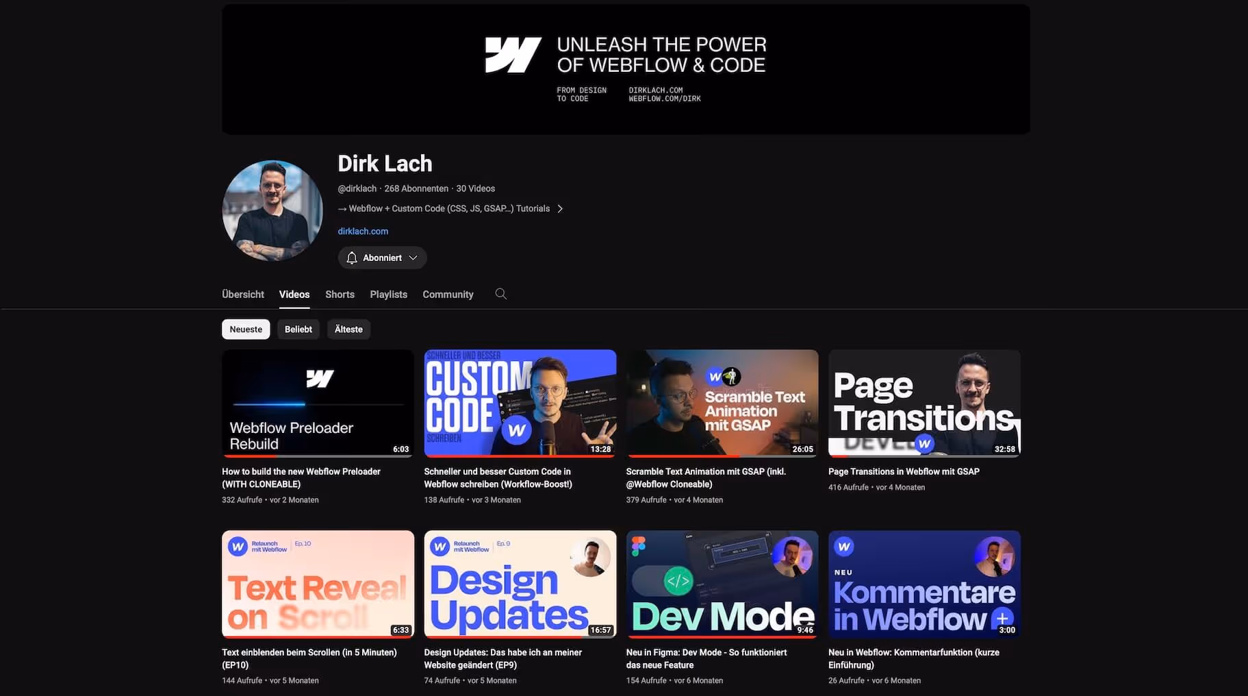 Dirk Lach YouTube Account Screenshot