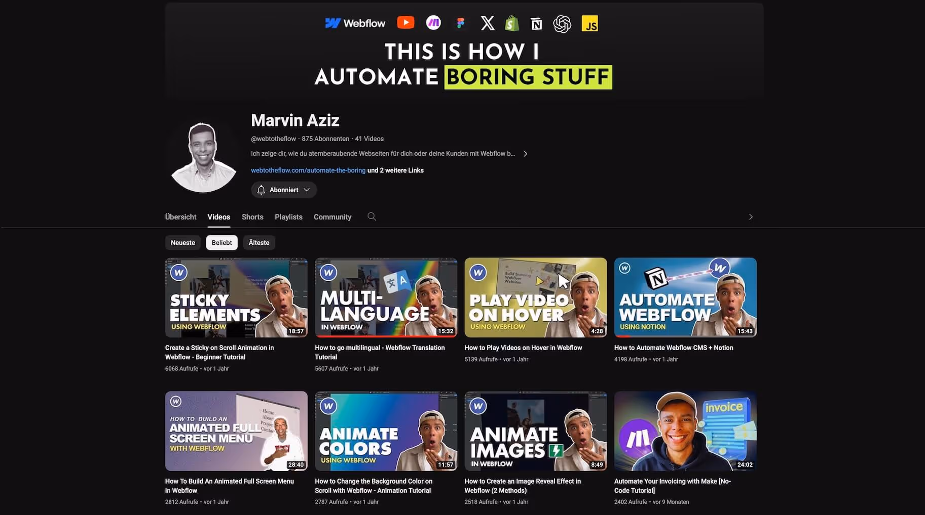 Screenshot vom YouTube Channel Marvin Aziz