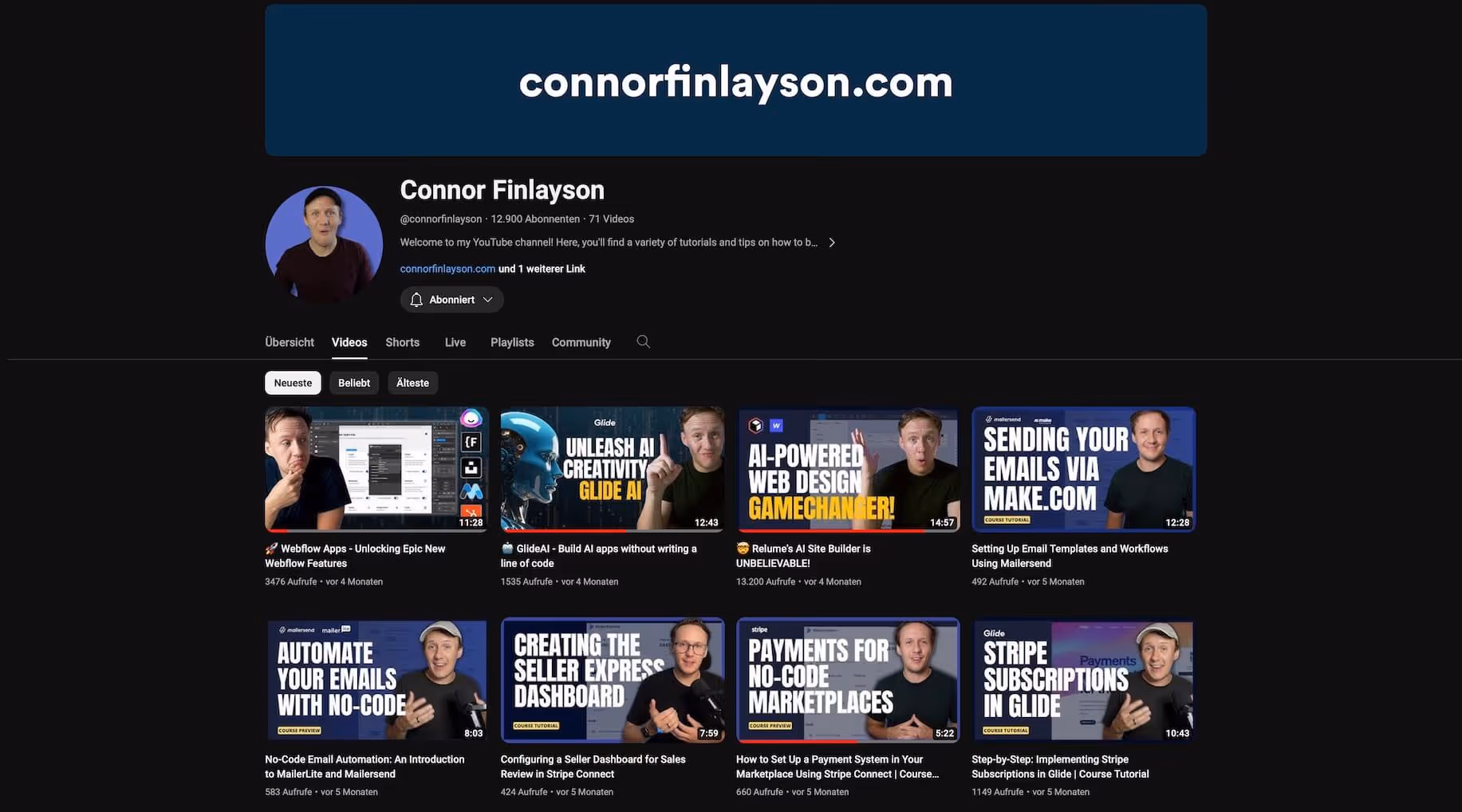 Webflow Video-Tutorials von Connor Finlayson Screenshot