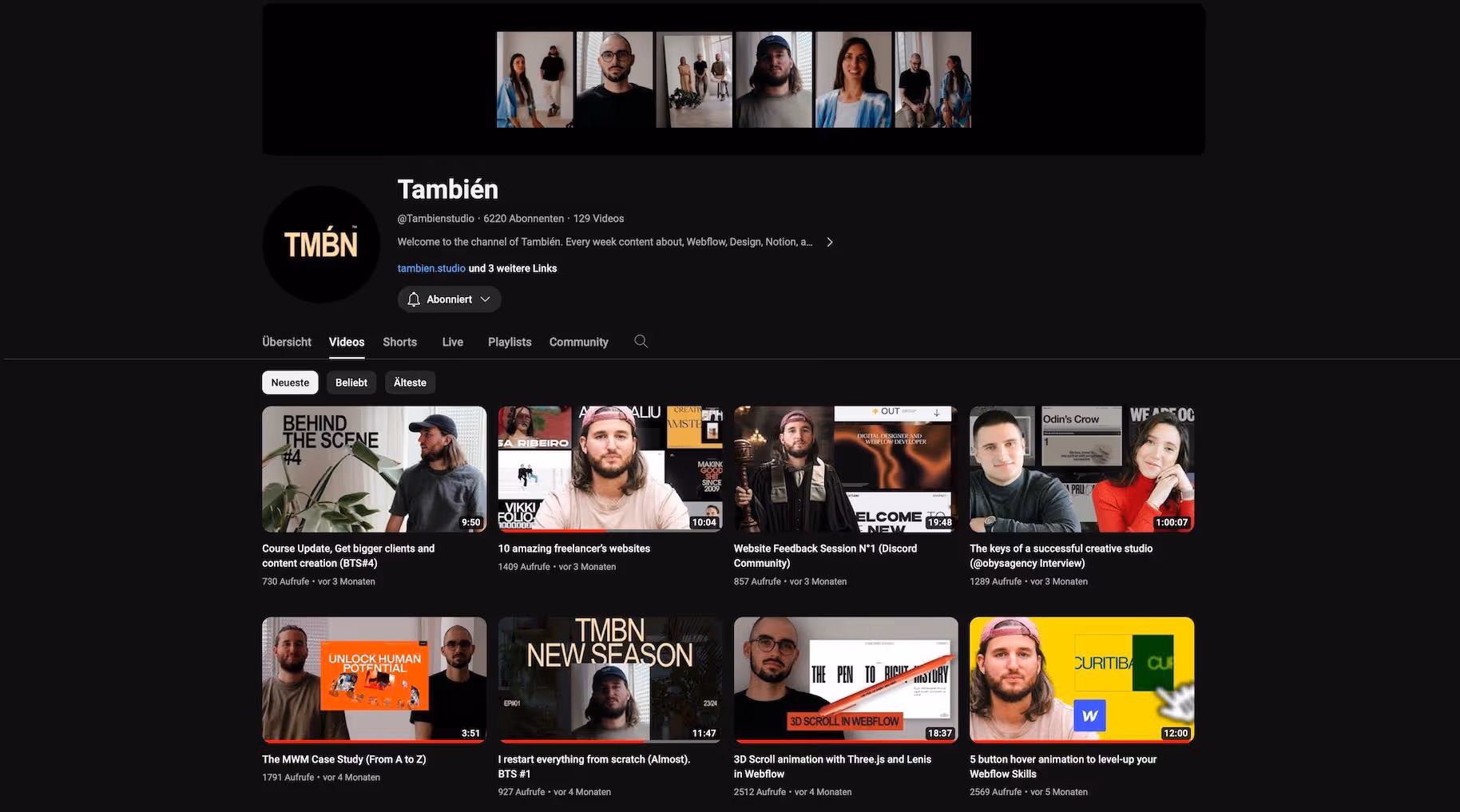 Screenshot vom YouTube Channel También