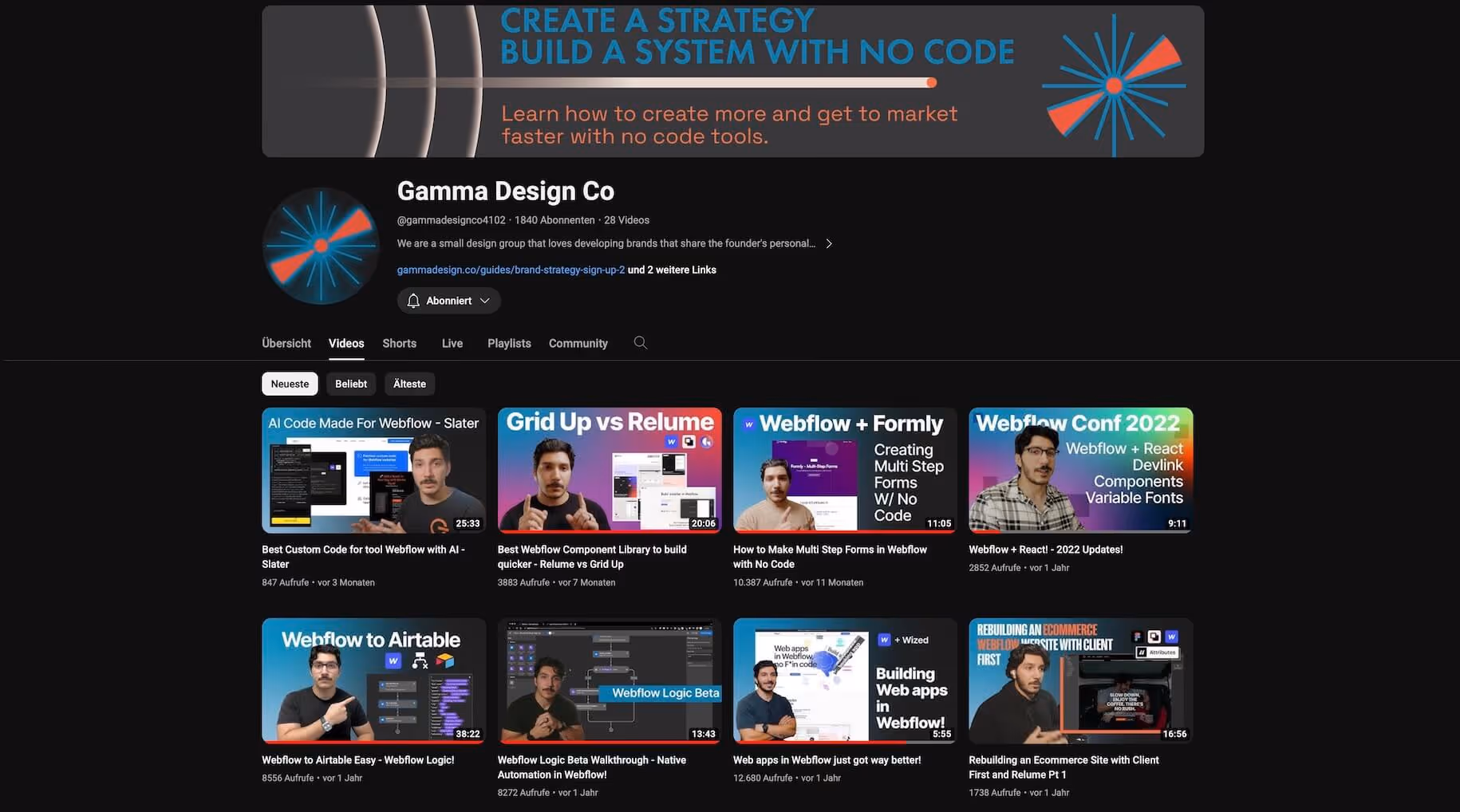 YouTube Channel Gamma Design Co Screenshot