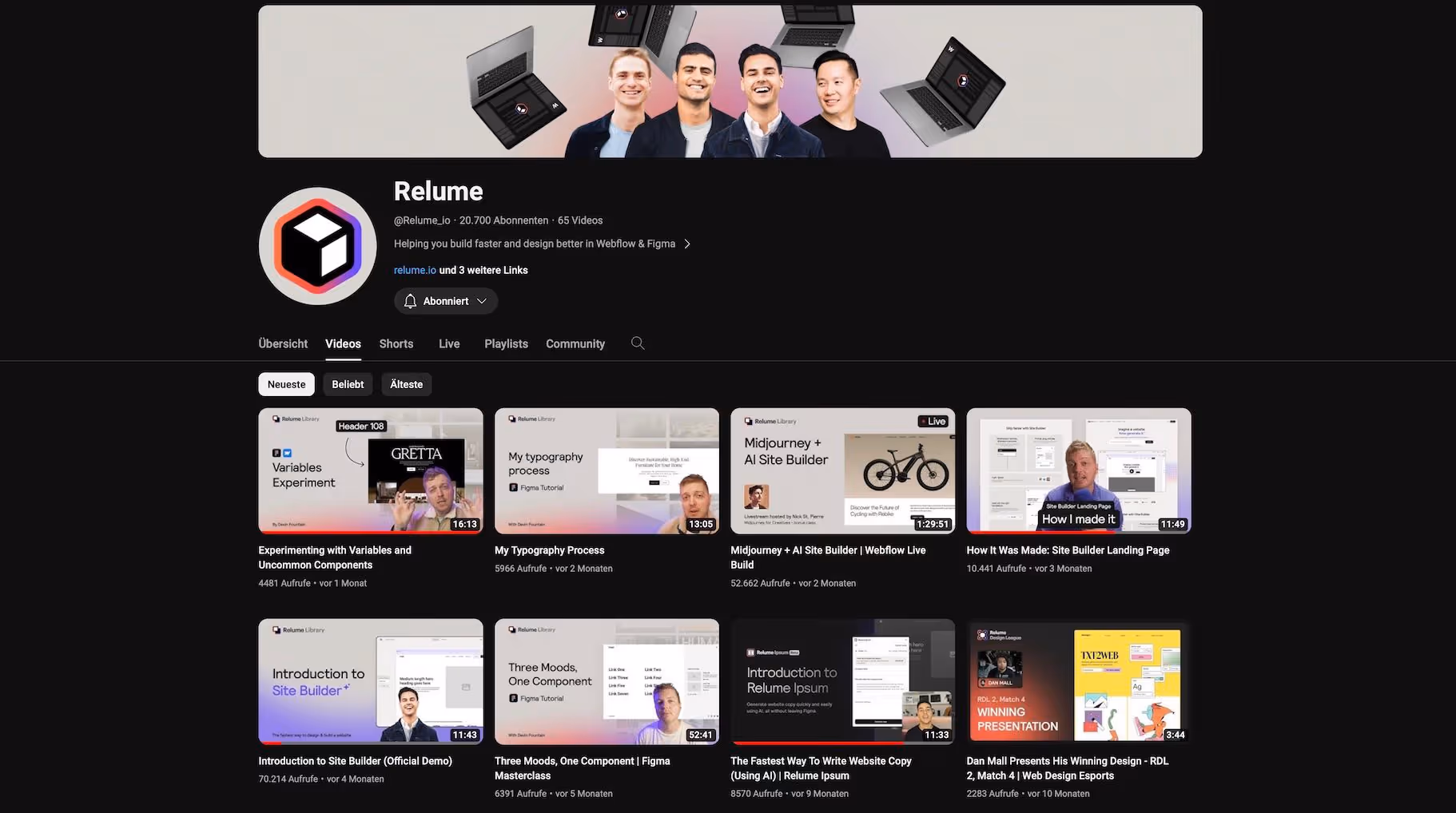 Screenshot vom YouTube Channel Relume