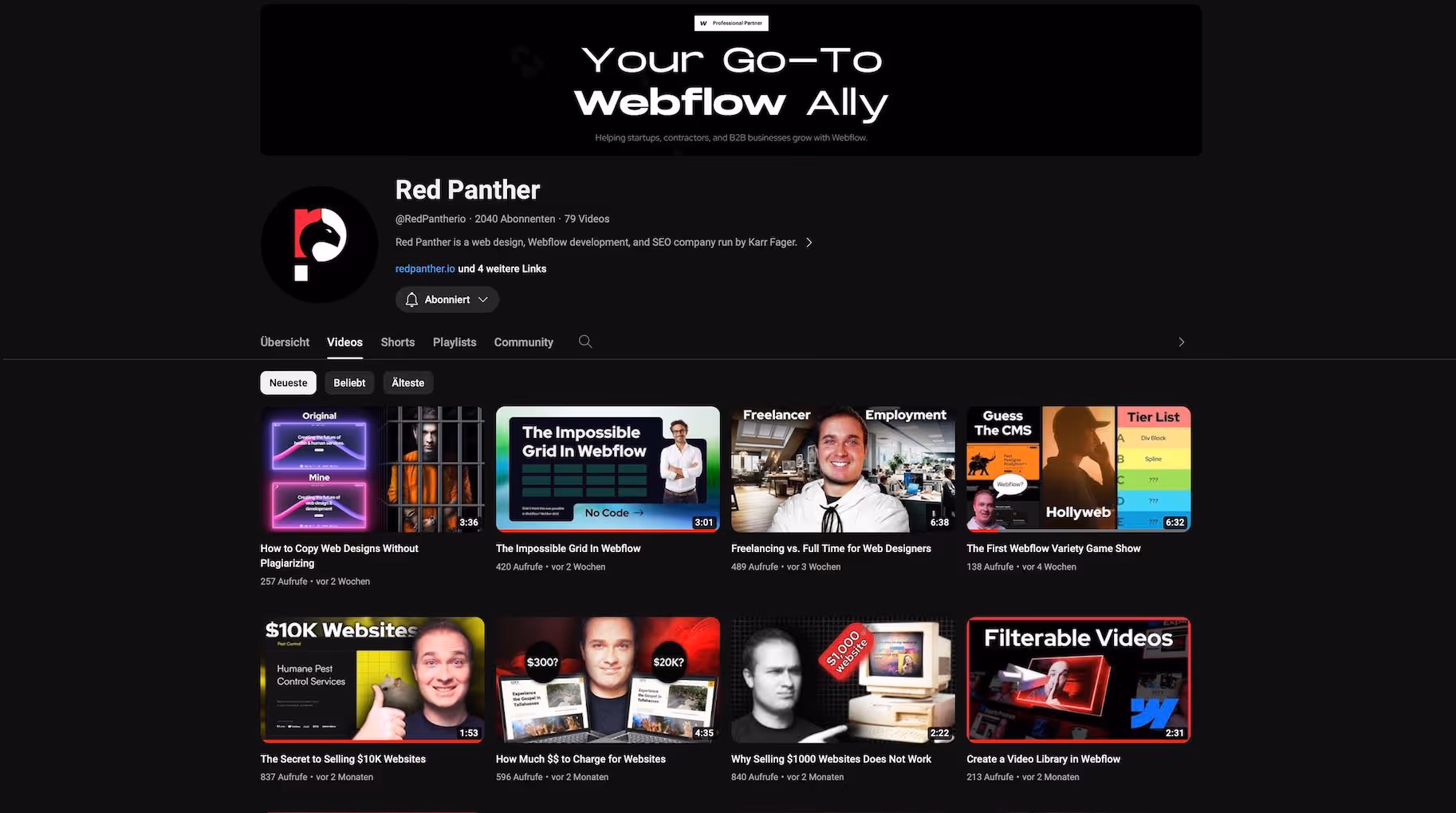 Screenshot vom YouTube Channel Red Panther