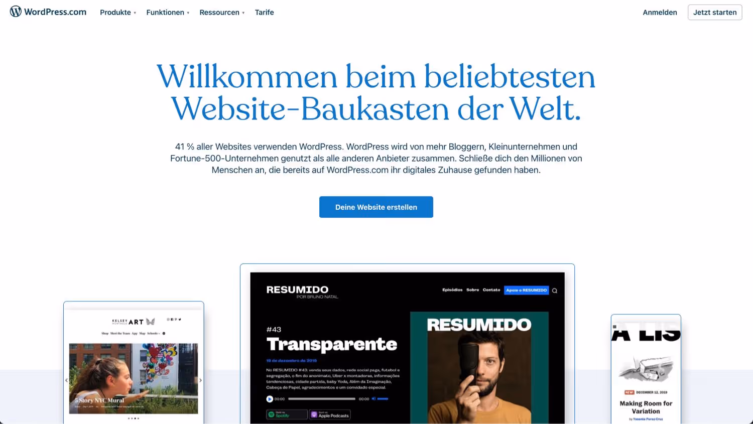 Wordpress.com Startseite