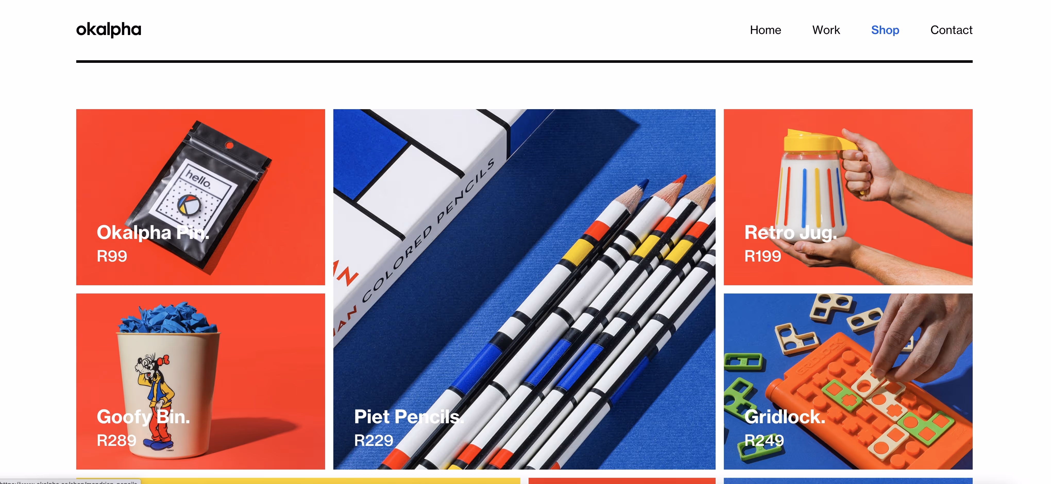 Screenshot des Online-Shops auf der Agentur Website von Okalpha