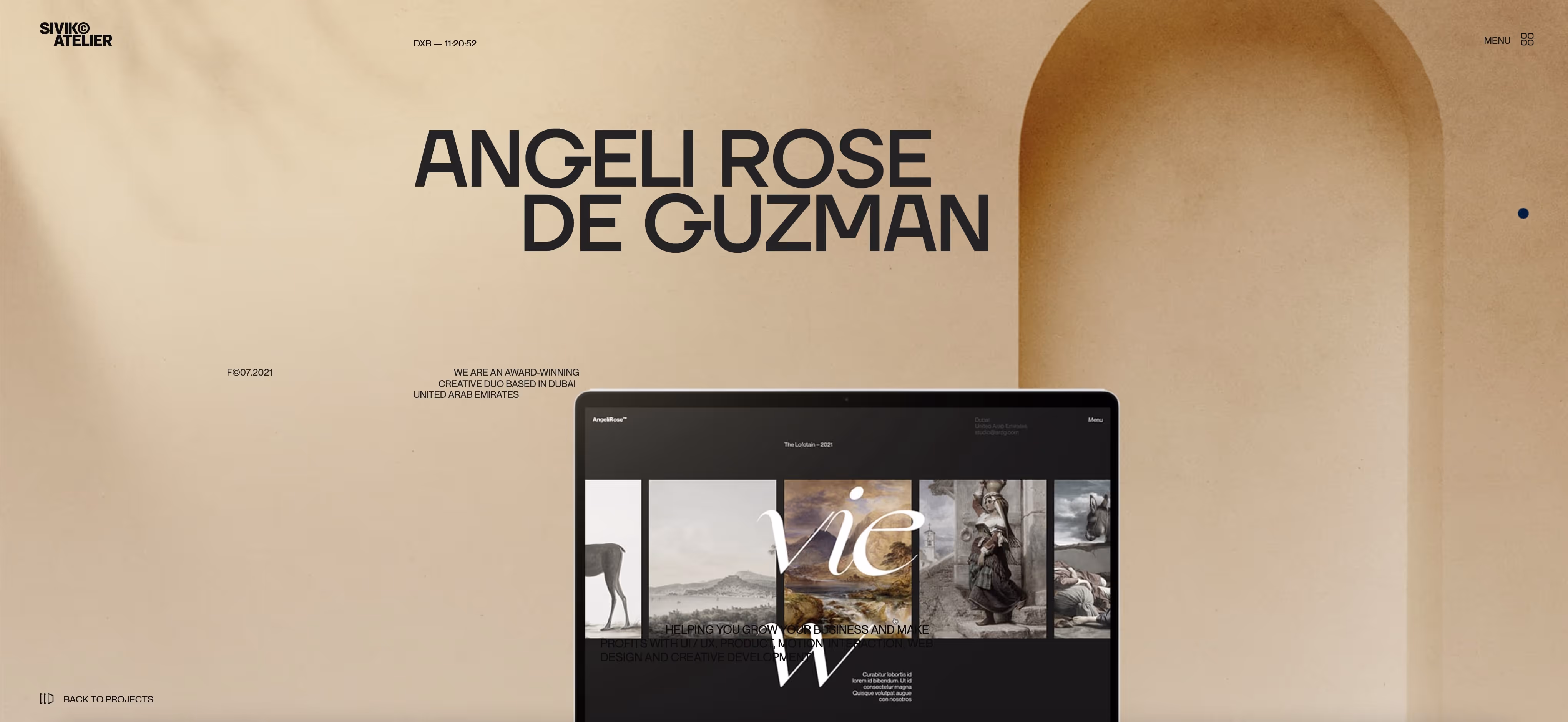 Screenshot eines Portfolio Beispiels auf der Website von Sivik Atelier