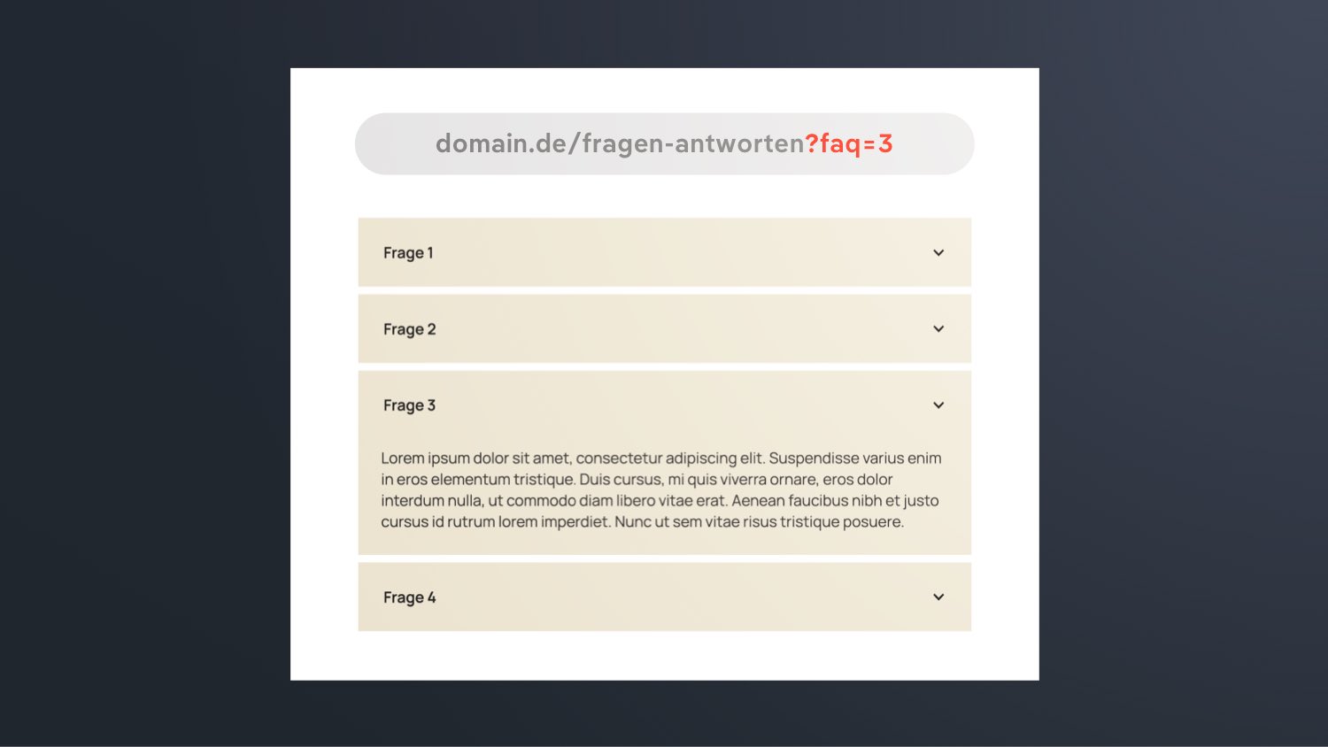 Auf ein FAQ Element von einer anderen Seite verlinken und es geöffnet anzeigen