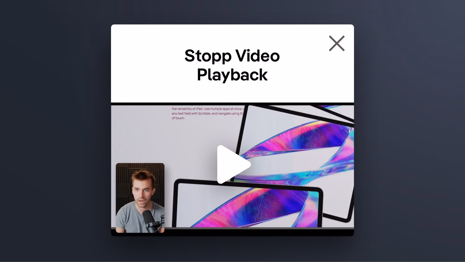 Video Playback in einem Popup bei schließen stoppen