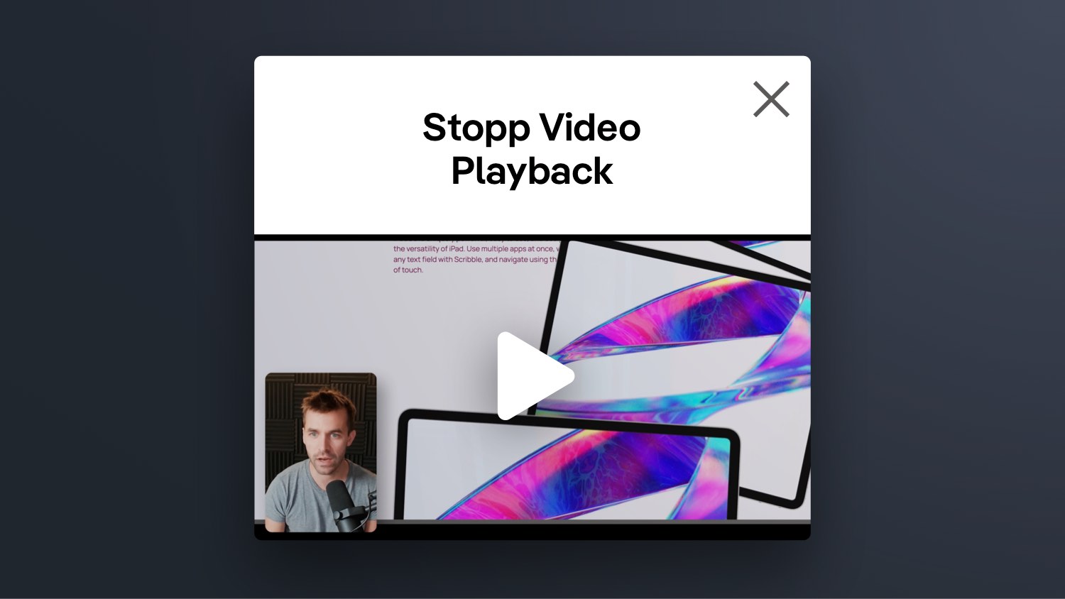 Video Playback in einem Popup bei schließen stoppen