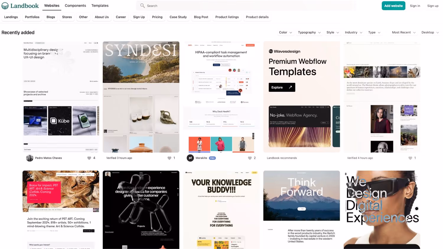Webdesign Galerie mit ganzen Screenshots – Landbook