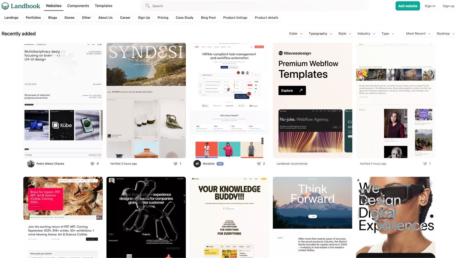 Webdesign Galerie mit ganzen Screenshots – Landbook