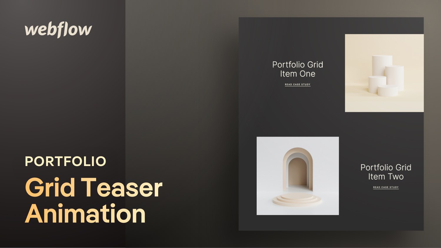 Vorschaubild zum Beitrag: Portfolio Grid mit Teaser Animation in Webflow erstellen