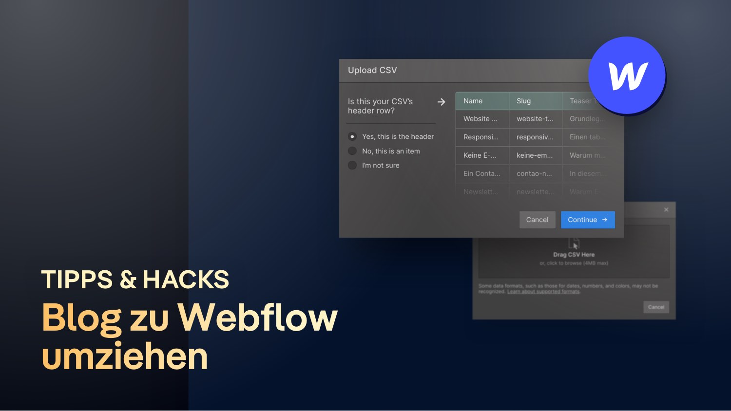 Vorschaubild zum Beitrag: Großen Blog zu Webflow umziehen