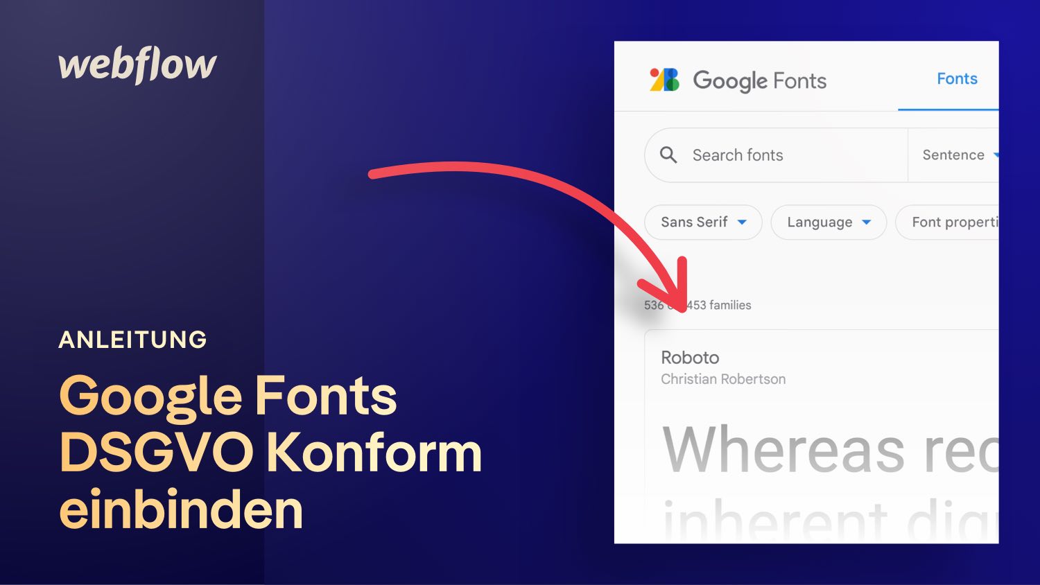 Vorschaubild zum Beitrag: Google Fonts DSGVO Konform in deine Website einbinden (Webflow)