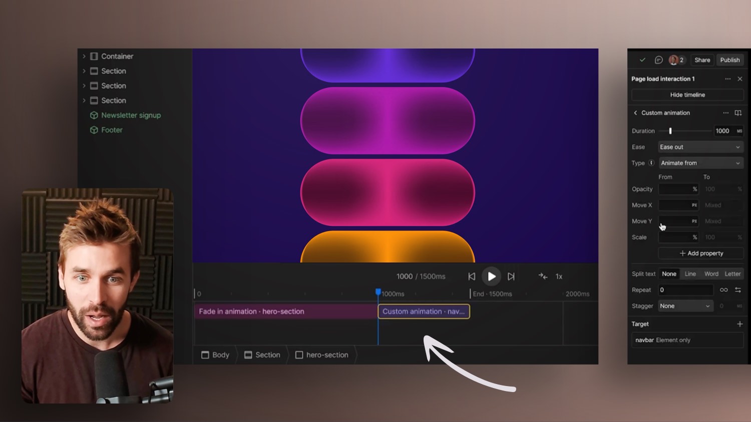 Vorschaubild zum Beitrag: Endlich: Die neue GSAP Animation UI in Webflow! Erste echte Vorschau