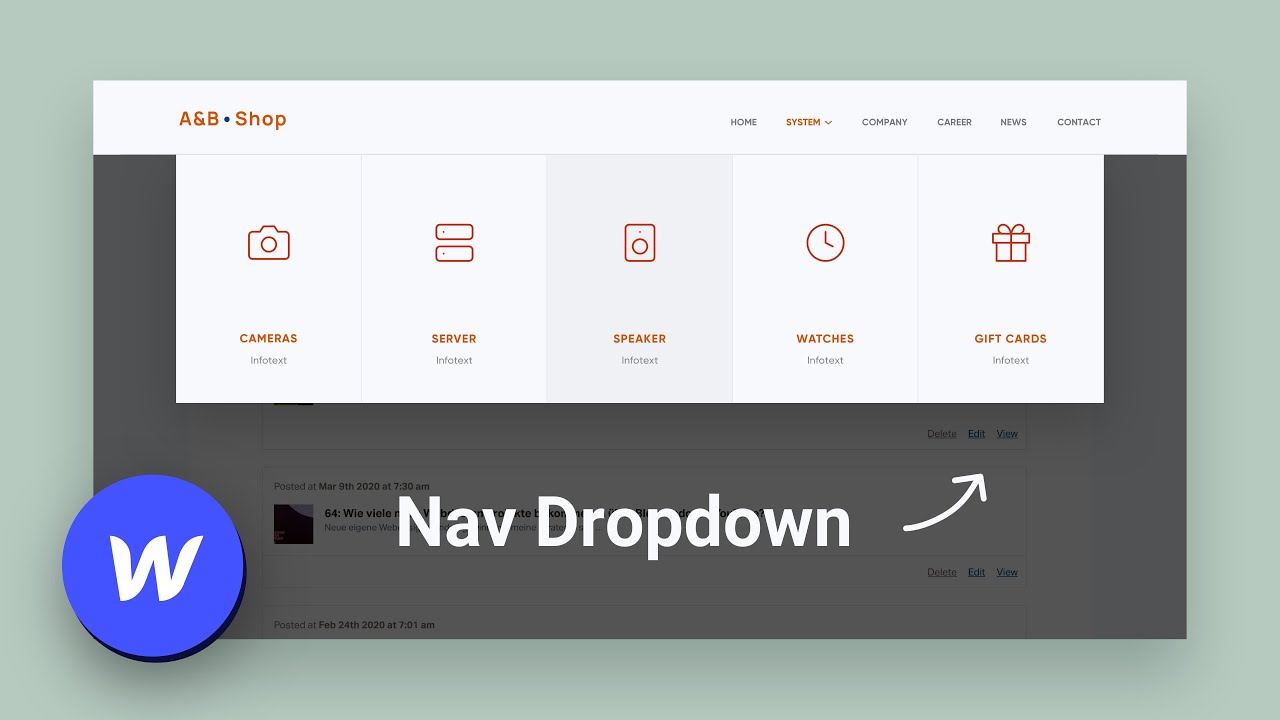 Vorschaubild zum Beitrag: Ein Mega Menü in Webflow erstellen