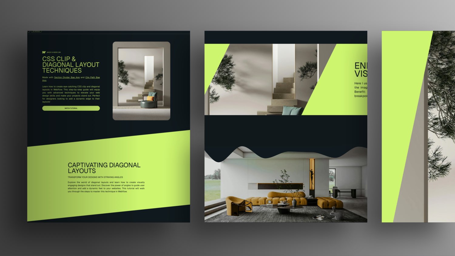 Vorschaubild zum Beitrag: Diagonale Layouts in Webflow responsive umsetzen