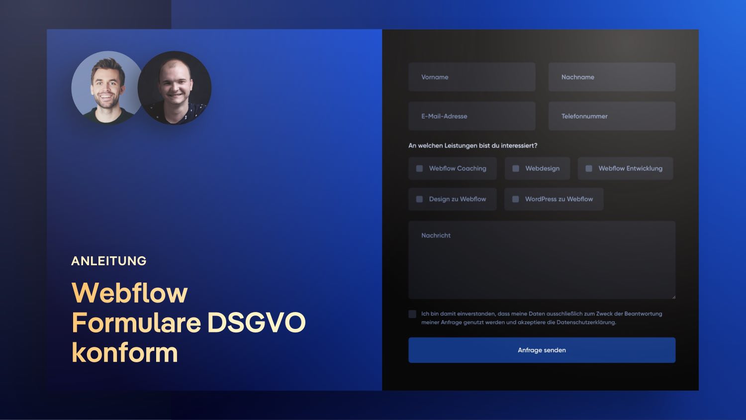 Vorschaubild zum Beitrag: Anleitung: Webflow Formulare DSGVO konform umsetzen