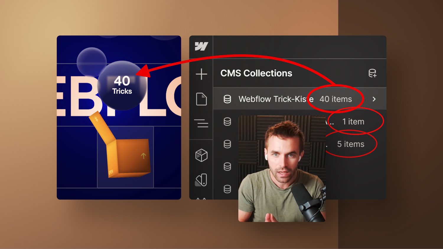 Vorschaubild zum Beitrag: Anzahl der CMS Items auf der Website ausgeben (MAKE & Webflow Tutorial)