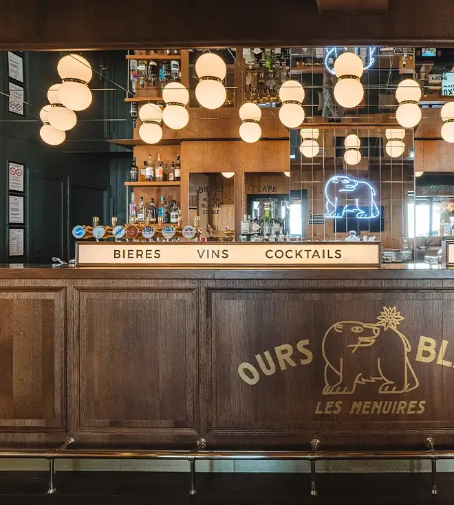Ours Blanc hotel's bar with several choice of drinks is served