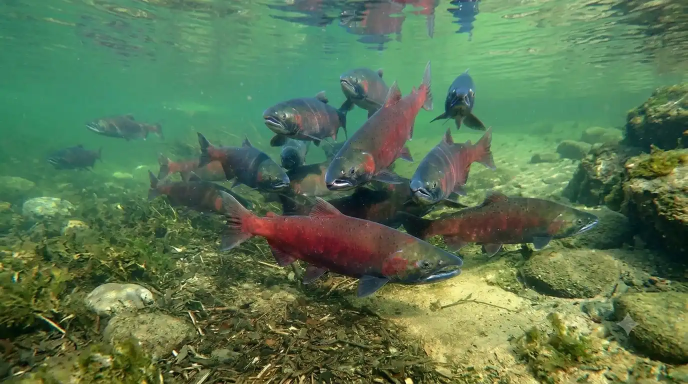 coho salmons swimming underwater