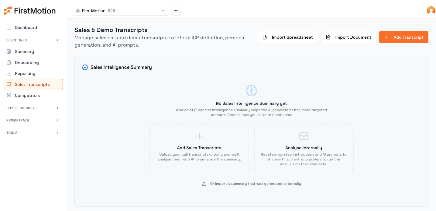 Firstmotion sales transcrips section of contextual journey geo platform