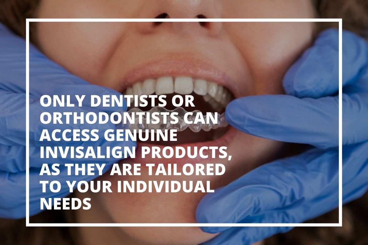 Graphic explaining that only dentists or orthodontists can provide genuine Invisalign treatment