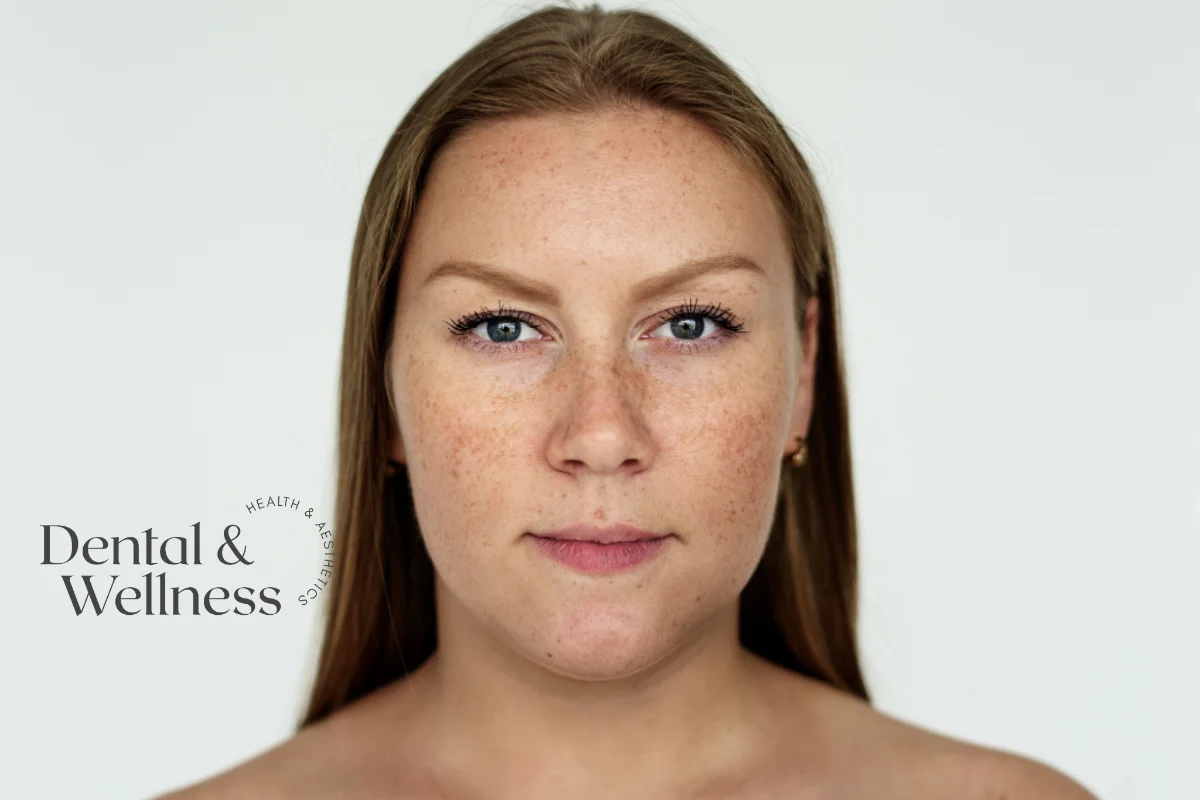 Hyperpigmentation treatment for different skin types: portrait of a woman with freckles across her cheeks and nose