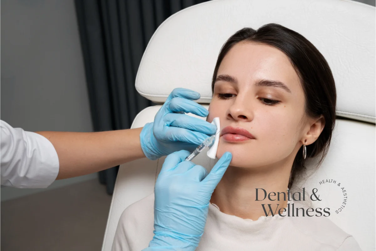 Clinician gently cleansing a woman's face before a skin treatment