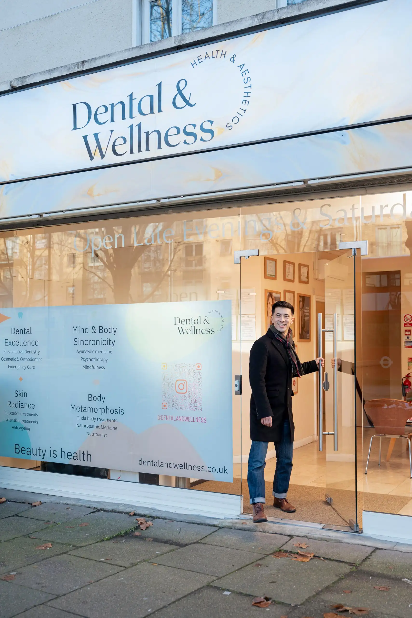 Family dentist in Islington, London: shopfront of Dental & Wellness London on Essex Road