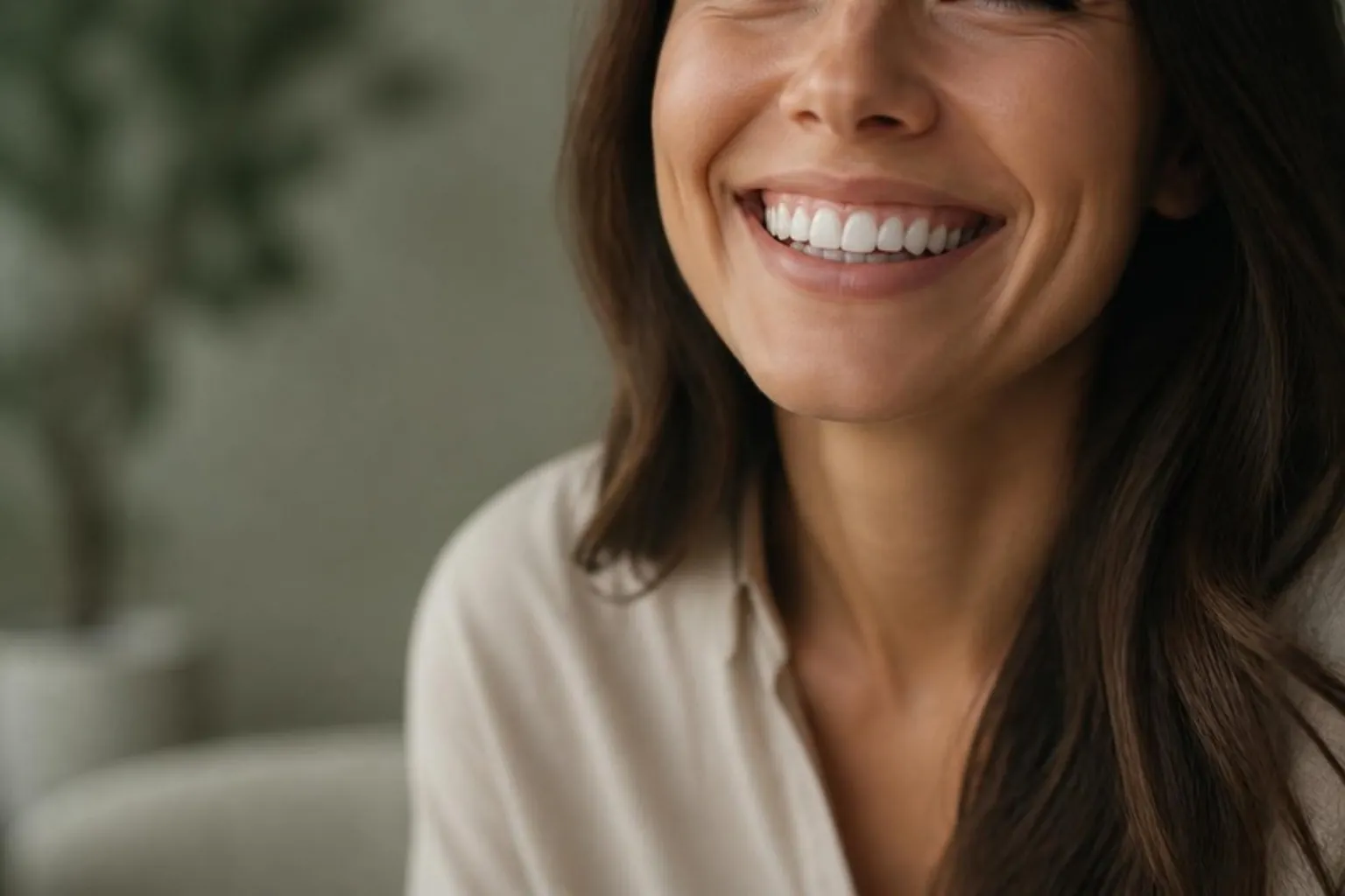 Close crop of a smile showing even gum line