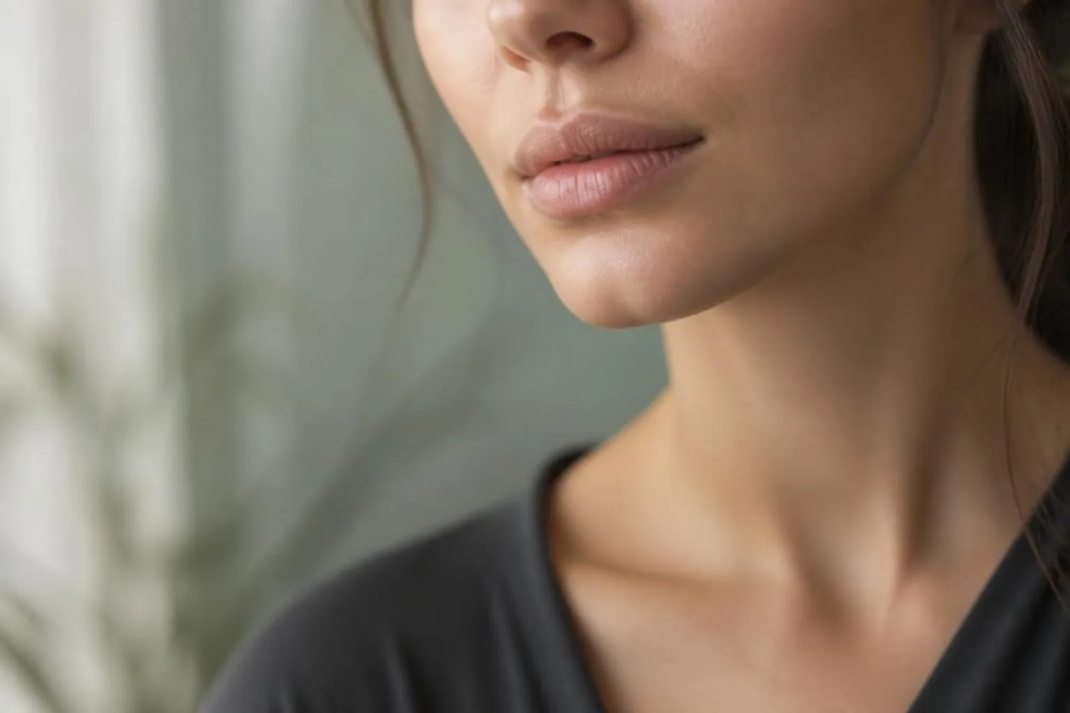 Lip flip vs lip fillers: close crop of natural lips in soft daylight