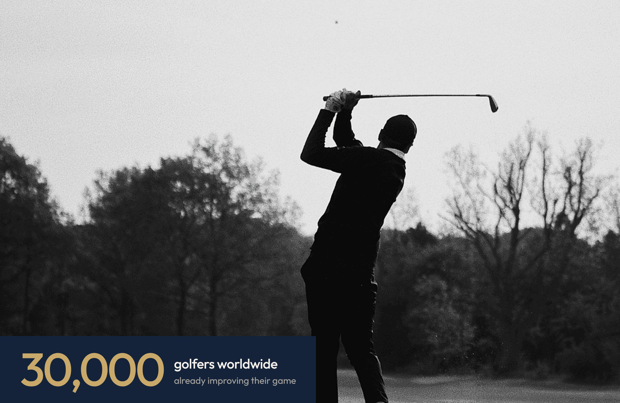 A golfer hitting a ball that you can see sailing into the sky