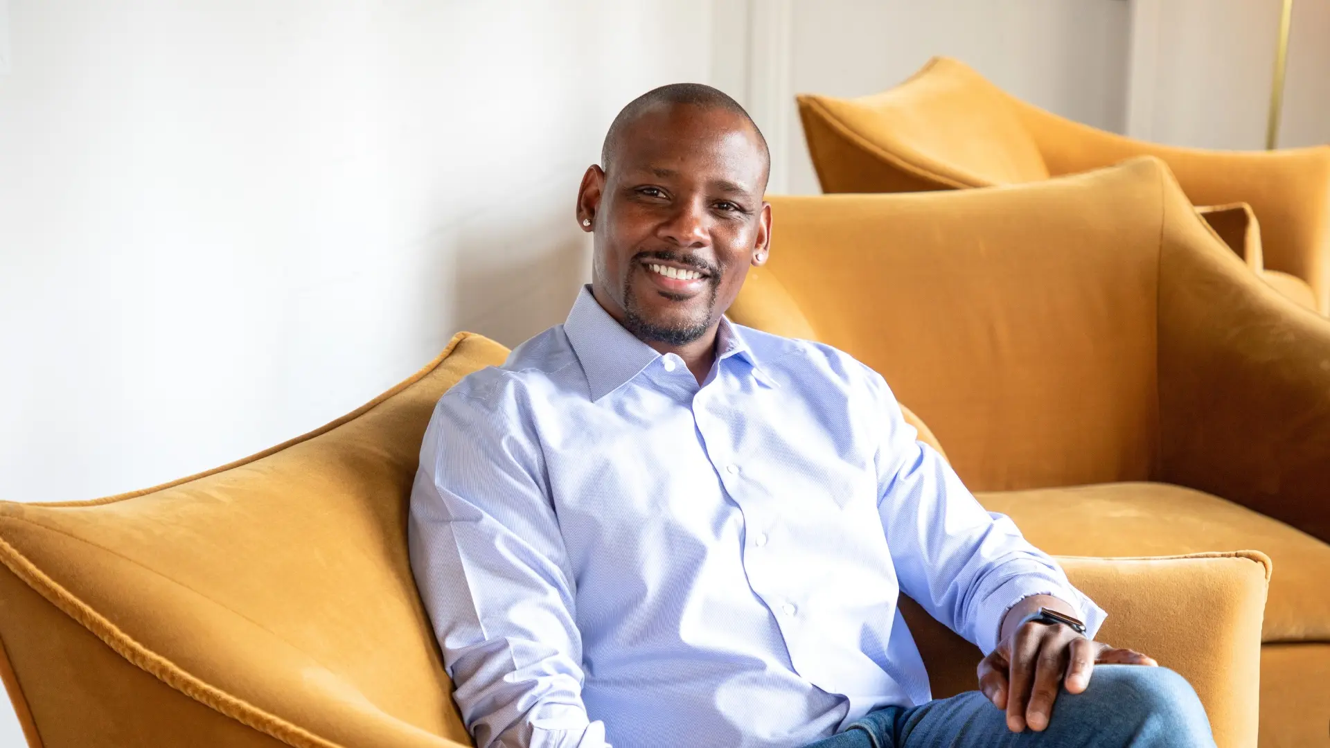 Steffon Isaac sitting in a chair