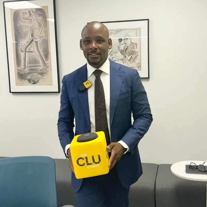 Steffon Isaac holding a toss mic