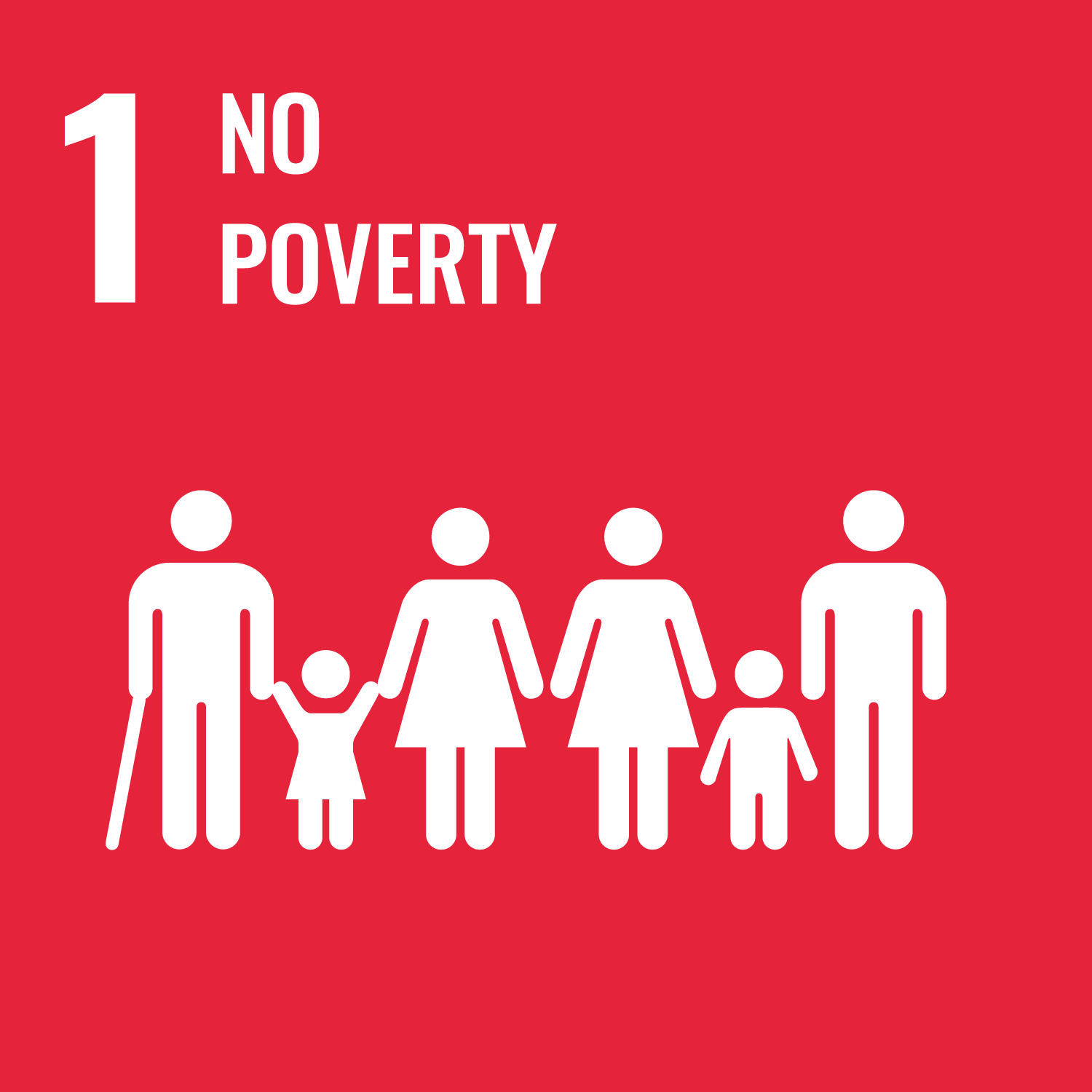 United Nations Sustainable Development Goal 1 icon: No Poverty.