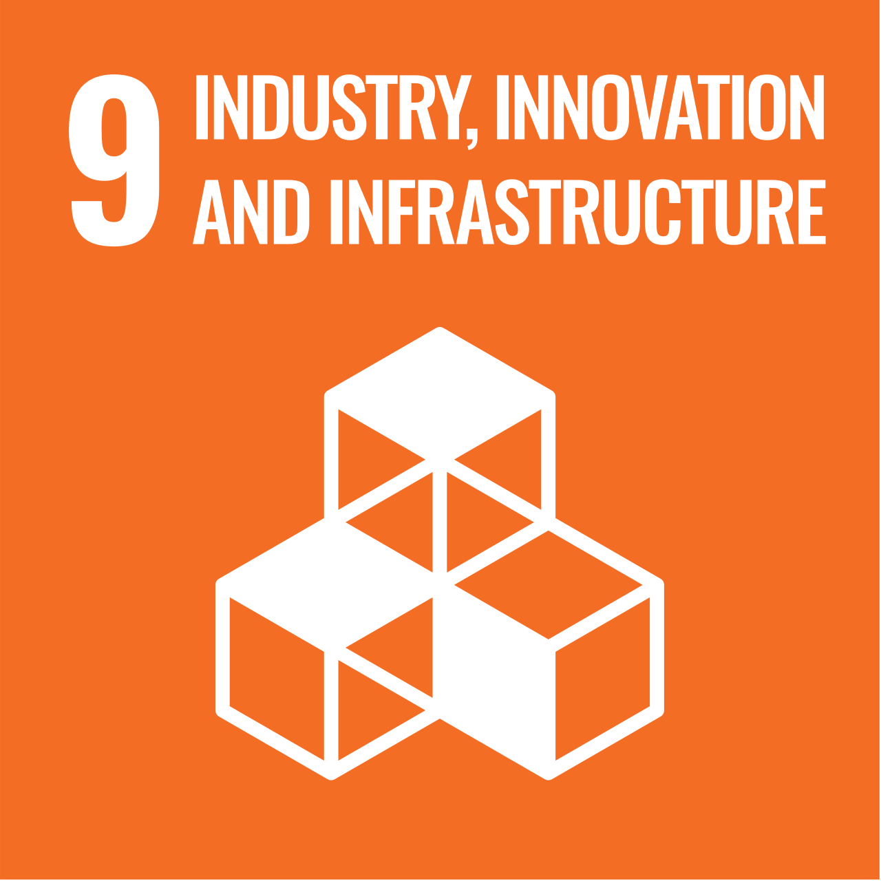 United Nations Sustainable Development Goal 9 icon: Industry, Innovation, and Infrastructure.