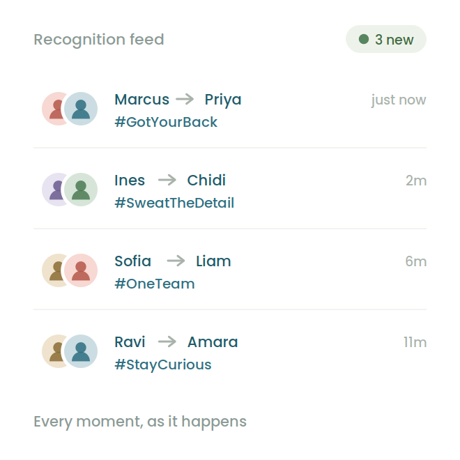 Recognition feed