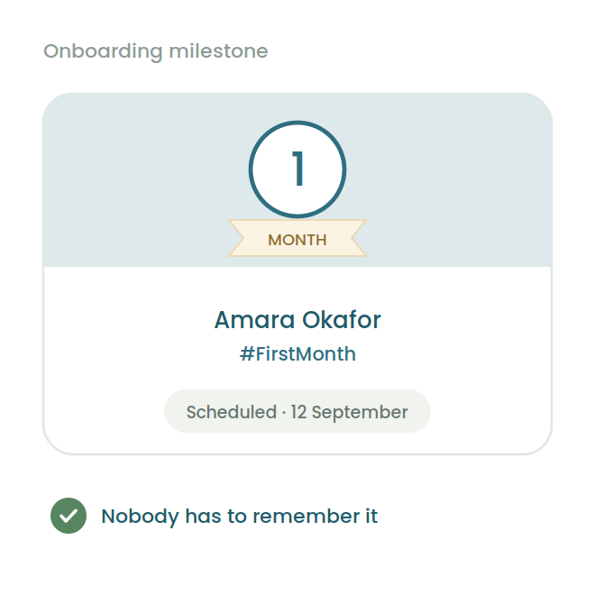 Onboarding milestone