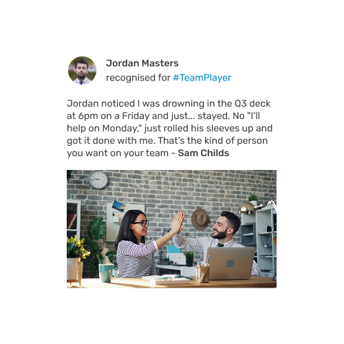Recognition happening across your team - swap for a product screenshot