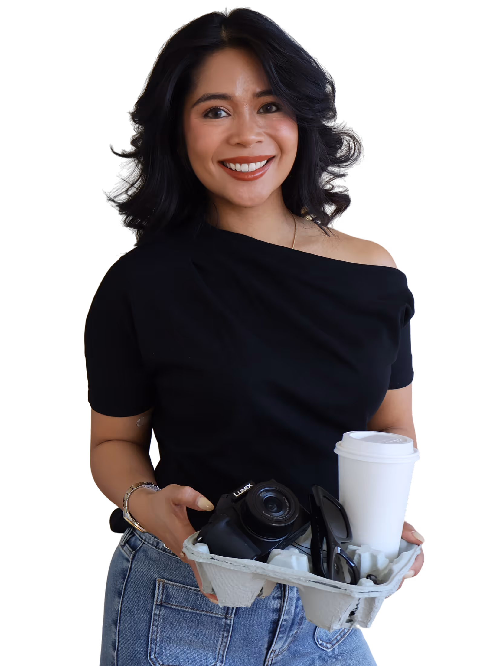 Maeve Perry, founder of The Brand Haus, working on a laptop