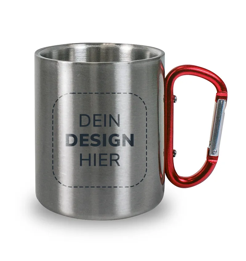Edelstahltasse mit Karabinerhaken – ideal für Outdoor und Wandern