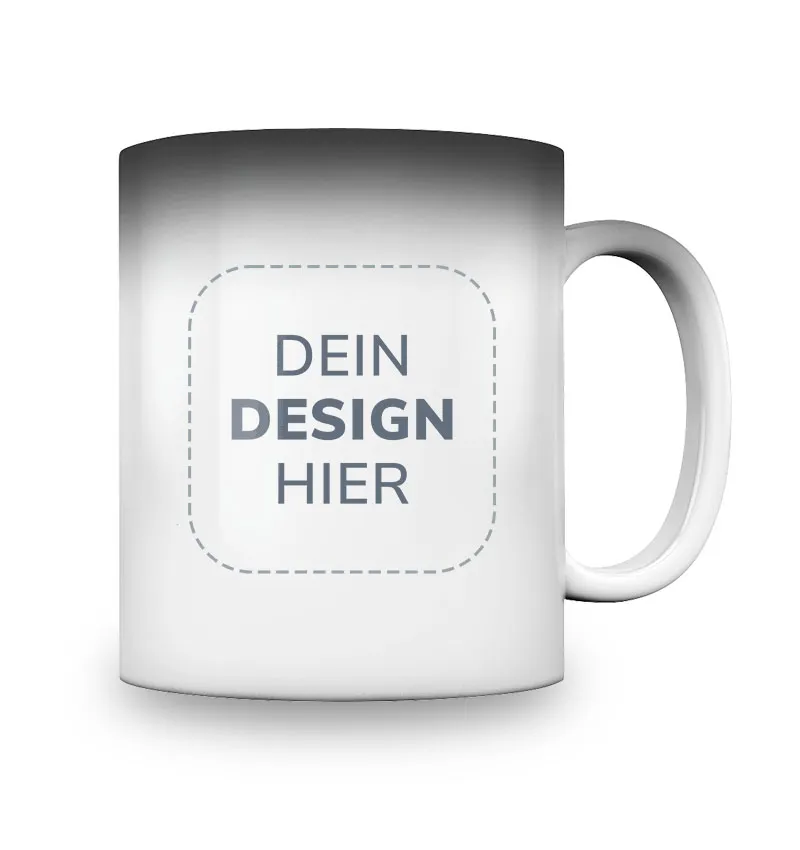 Zweifarbige Keramiktasse mit farbigem Innenraum und Vorderansicht