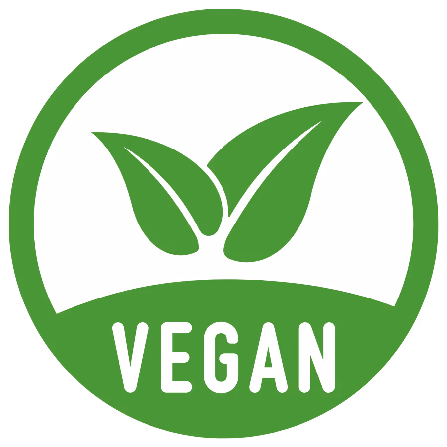 Vegan dietary icon featuring green leaves in the shape of a V.