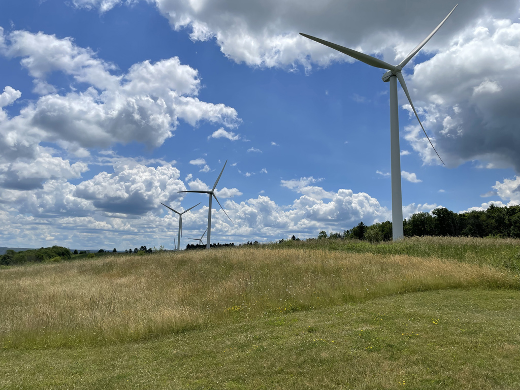 Wind turbines on a small ridge
