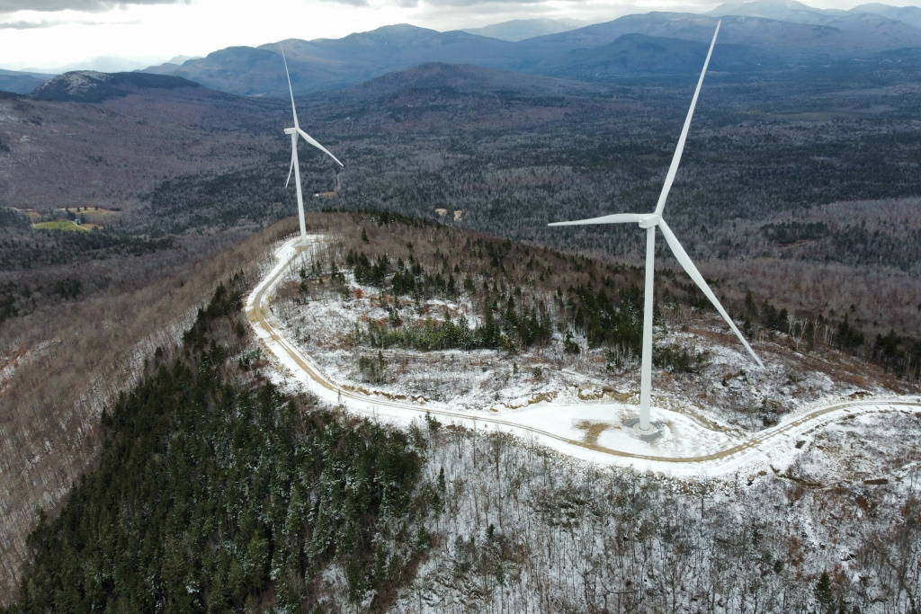 Wind turbines on a ridge