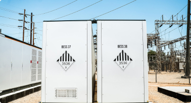 A closeup of an energy storage unit
