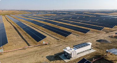 Rows of solar panels in a desert